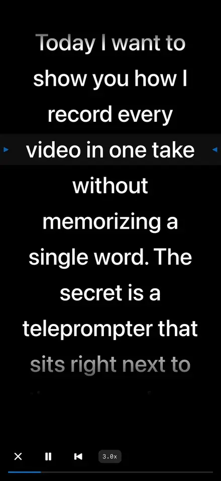 FlowPrompt full-screen prompter screen